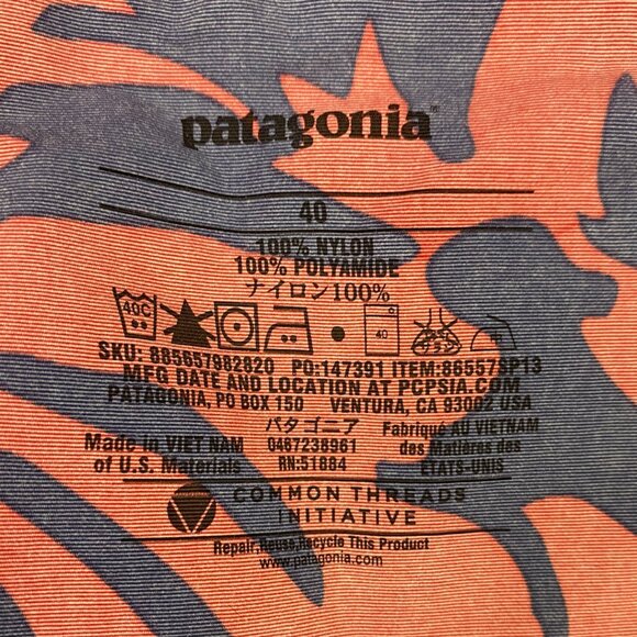 Patagonia Wavefarer Boardshorts Men's 40 Red Blue Floral Swim Trunks Shorts - Picture 8 of 13